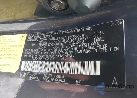 2006 Lexus Rx 330 z USA, uszkodzony, nr VIN 2T2GA31U46C051736